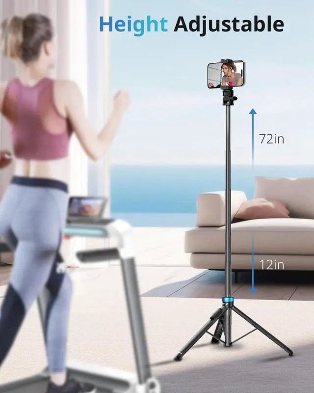 Alt view image 2 of 6 - UBeesize 72" Phone Tripod - Tripod for iPhone & Selfie Stick with Phone Holder & Remote - Upgraded, Stable & Portable Stand for iPhone 16/15/14, Android, Cameras & Action Cams
