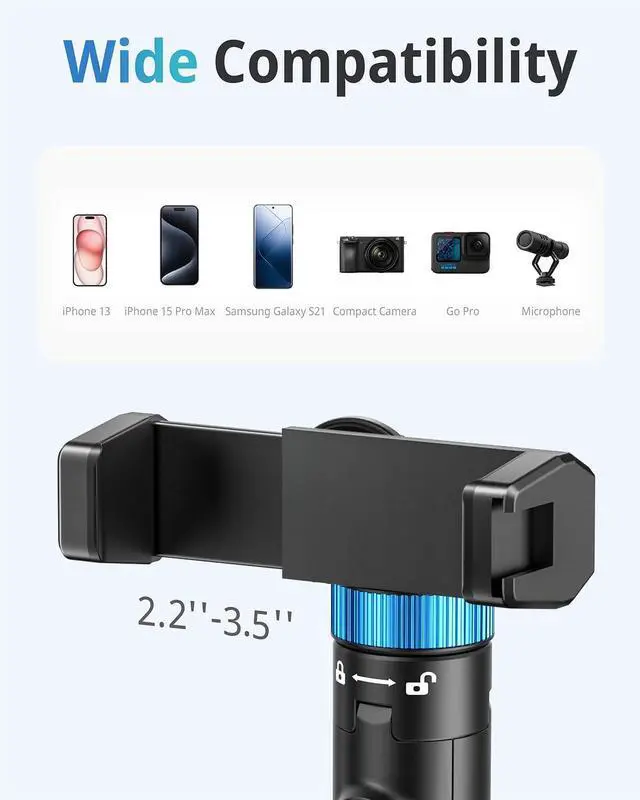 Alt view image 3 of 6 - UBeesize 72" Phone Tripod - Tripod for iPhone & Selfie Stick with Phone Holder & Remote - Upgraded, Stable & Portable Stand for iPhone 16/15/14, Android, Cameras & Action Cams