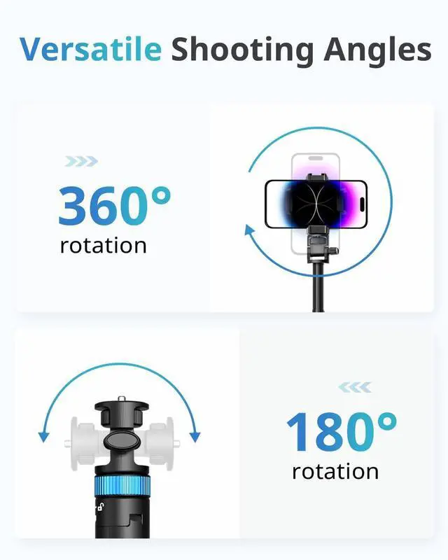 Alt view image 4 of 6 - UBeesize 72" Phone Tripod - Tripod for iPhone & Selfie Stick with Phone Holder & Remote - Upgraded, Stable & Portable Stand for iPhone 16/15/14, Android, Cameras & Action Cams