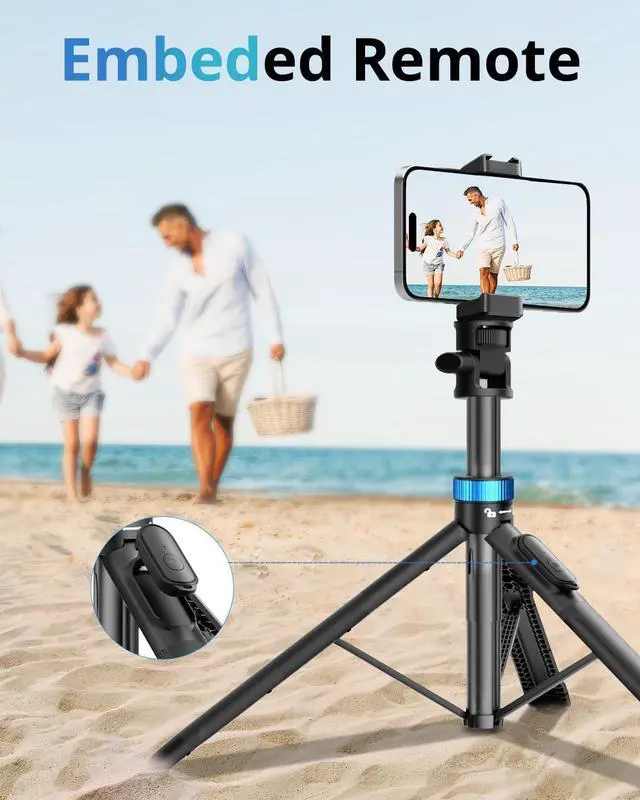 Alt view image 6 of 6 - UBeesize 72" Phone Tripod - Tripod for iPhone & Selfie Stick with Phone Holder & Remote - Upgraded, Stable & Portable Stand for iPhone 16/15/14, Android, Cameras & Action Cams