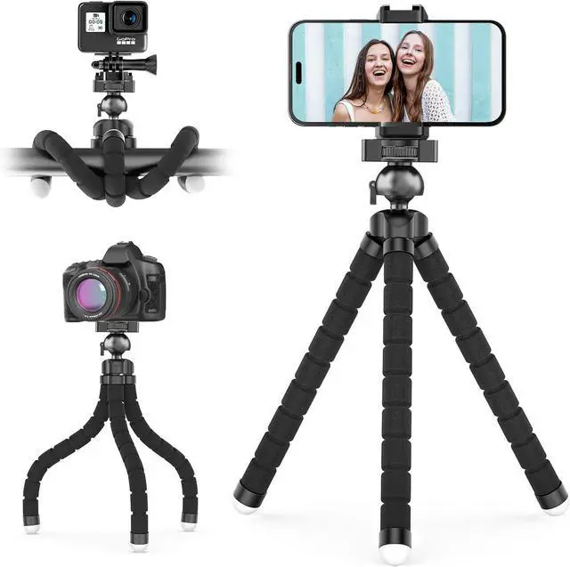 Main image of UBeesize Phone Tripod Pro S, Premium Flexible Phone Tripod with Wireless Remote, Mini Tripod Stand for Camera GoPro/Mobile (Upgraded), Black