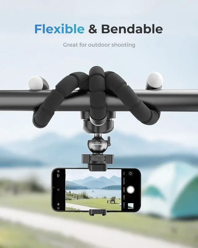 Alt view image 4 of 6 - UBeesize Phone Tripod Pro S, Premium Flexible Phone Tripod with Wireless Remote, Mini Tripod Stand for Camera GoPro/Mobile (Upgraded), Black