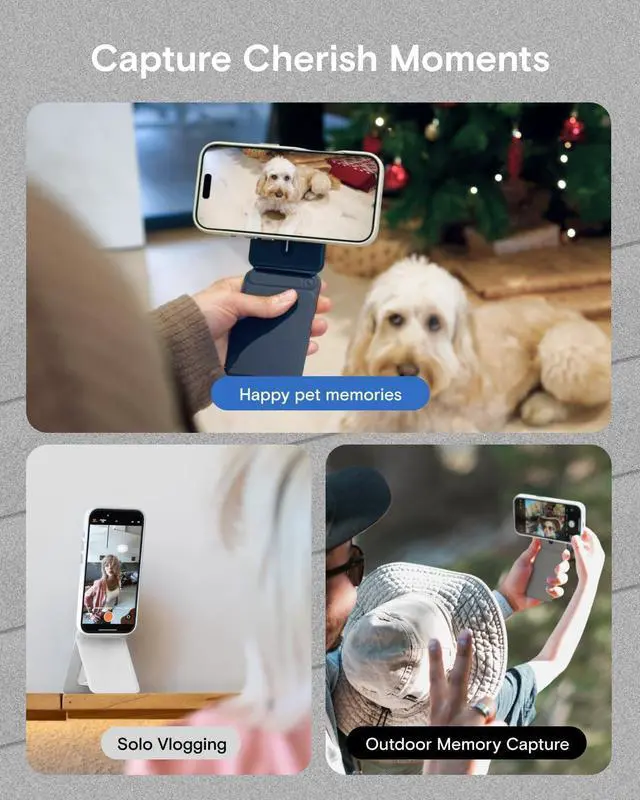 Alt view image 5 of 7 - MOFT Phone Tripod Stand Selfie Stick for iPhone, Multi-Angles iPhone Stand, Lightweight & Portable Phone Holder, Strong Magnets, MOVAS Vegan Leather, Travel Essentials, Misty Cove (Without Card Slot)