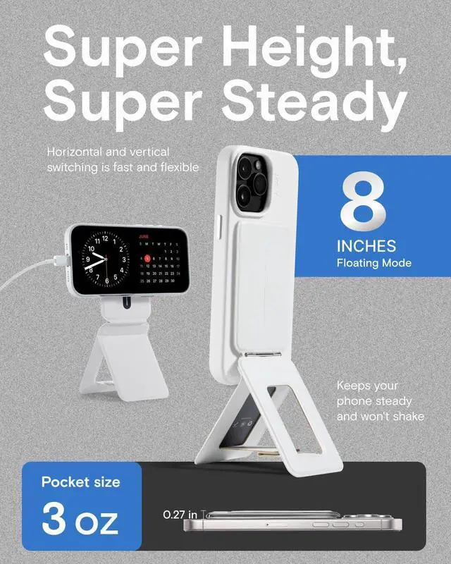 Alt view image 7 of 7 - MOFT Phone Tripod Stand Selfie Stick for iPhone, Multi-Angles iPhone Stand, Lightweight & Portable Phone Holder, Strong Magnets, MOVAS Vegan Leather, Travel Essentials, Misty Cove (Without Card Slot)