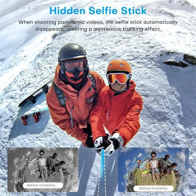 Alt view image 2 of 7 - REYGEAK 59 Inch Invisible Selfie Stick for Insta360 X4,Extension Selfie Pole with 1/4 Screw,Carbon Fiber Waterproof Long Monopod for Insta360 X4/X3/X2/ONE/ONE RS/ONE X.