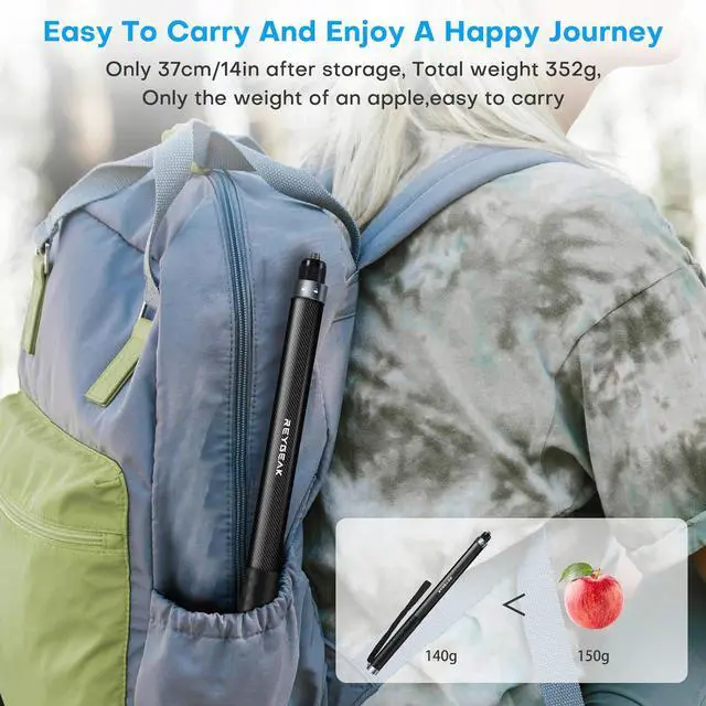 Alt view image 6 of 7 - REYGEAK 59 Inch Invisible Selfie Stick for Insta360 X4,Extension Selfie Pole with 1/4 Screw,Carbon Fiber Waterproof Long Monopod for Insta360 X4/X3/X2/ONE/ONE RS/ONE X.