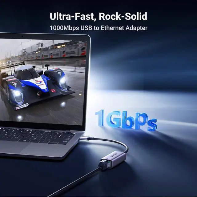 Alt view image 3 of 7 - USB to Ethernet Adapter Plug and Play Ethernet Adapter Aluminium Shell 1Gbps Gigabit RJ45 to USB 3.0 Network Dongle Compatible with Nintendo Switch Laptop MacBook Surface Pro Windows