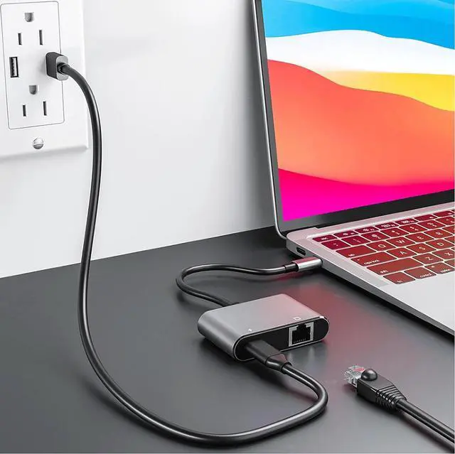 Alt view image 6 of 7 - ULANSeN USB C to RJ45 LAN Ethernet Gigabit Network Adapter with Chippset AX88179 with 100W PD Charging for Windows/iOS/iPadOS/macOS/Linux