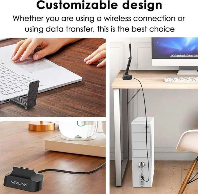 Alt view image 4 of 6 - WAVLINK USB WiFi Adapter for Desktop PC, AC1900 WiFi Adapter Dual Band 2.4GHz/5GHz Wireless Network Adapter for Laptop, Support Windows 7/8/8.1/10/11, MacOS 10.7-10.15