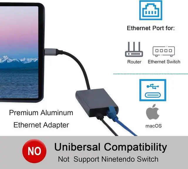 Alt view image 5 of 7 - USB C to Ethernet Adapter with Charging for iPhone 15 Pro/Max/Plus, MacBook Pro/Air, iPad Pro, Samsung and More - USB Network Adapter