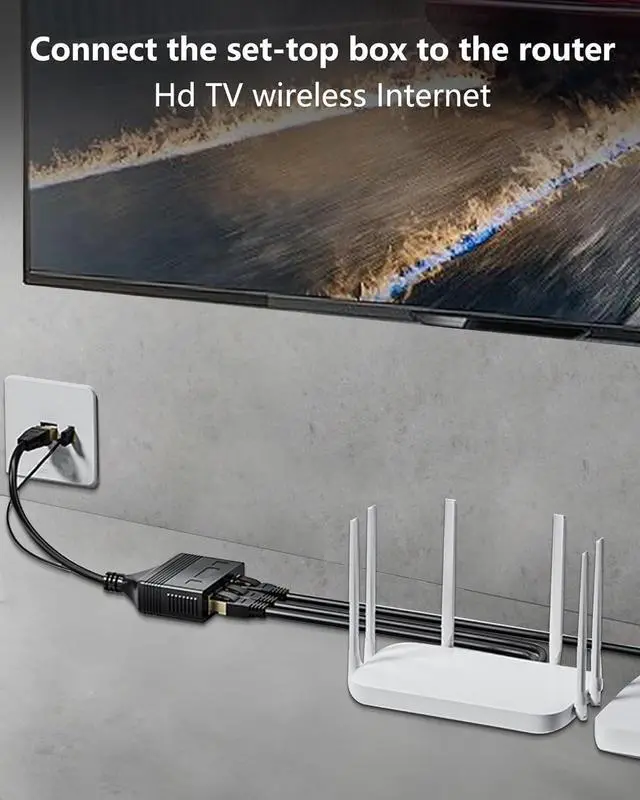 Alt view image 3 of 7 - Ethernet Splitter 1 to 3, Gigabit RJ45 High Speed Ethernet Splitter,1000Mbps Network Switch Extension Connector with 1M Power Cable, CAT 5 6 7 8 Network Cable Simultaneous Three Device