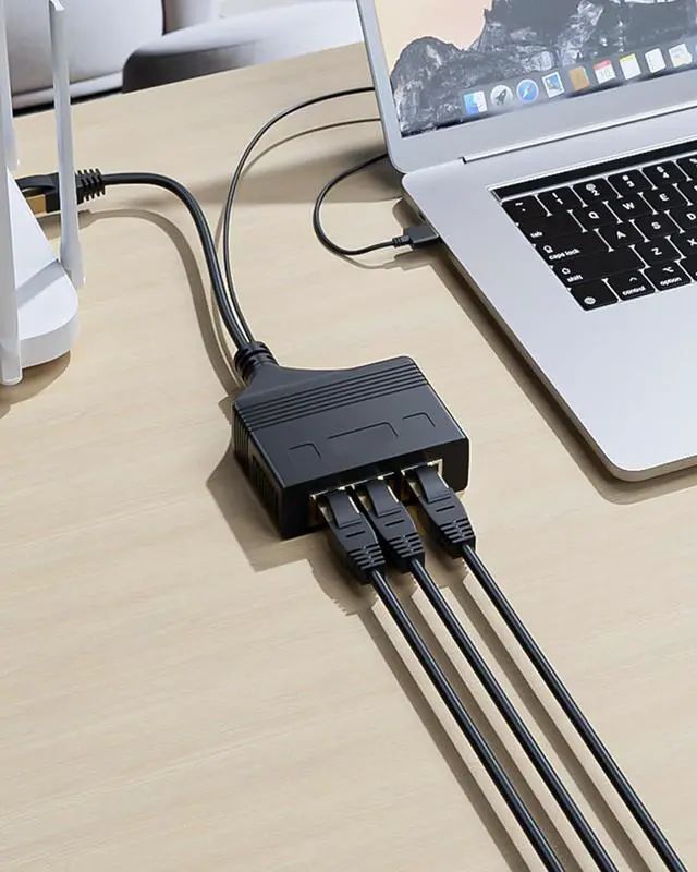 Alt view image 6 of 7 - Ethernet Splitter 1 to 3, Gigabit RJ45 High Speed Ethernet Splitter,1000Mbps Network Switch Extension Connector with 1M Power Cable, CAT 5 6 7 8 Network Cable Simultaneous Three Device