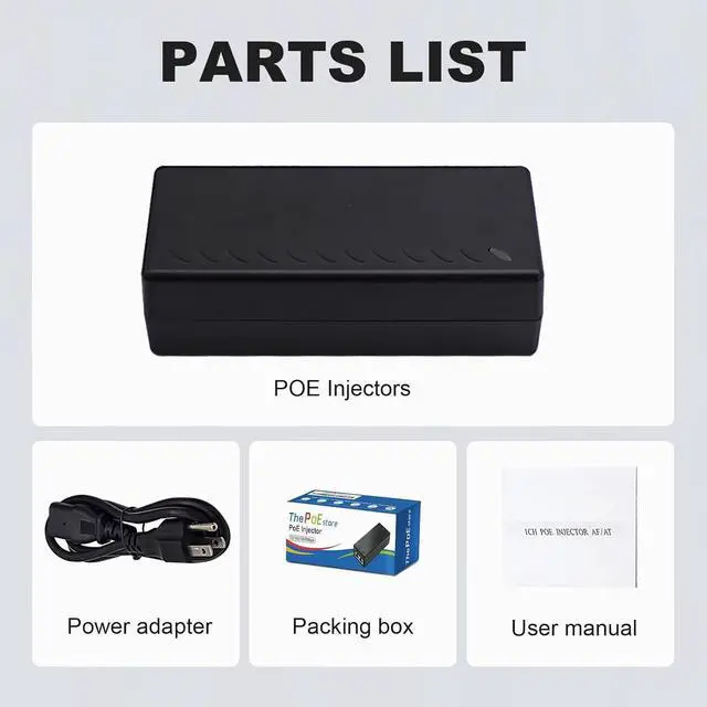 Alt view image 6 of 7 - Gigabit PoE+ Injector Adapter - 30W 48V Power Over Ethernet Plus - 10/100/1000Mbps IEEE 802.3af/at Compliant - Up to 100 M (328 ft) Range, by ThePoEstore