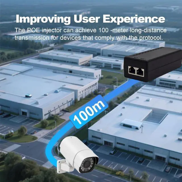 Alt view image 5 of 7 - Gigabit PoE+ Injector Adapter - 30W 48V Power Over Ethernet Plus - 10/100/1000Mbps IEEE 802.3af/at Compliant - Up to 100 M (328 ft) Range, by ThePoEstore