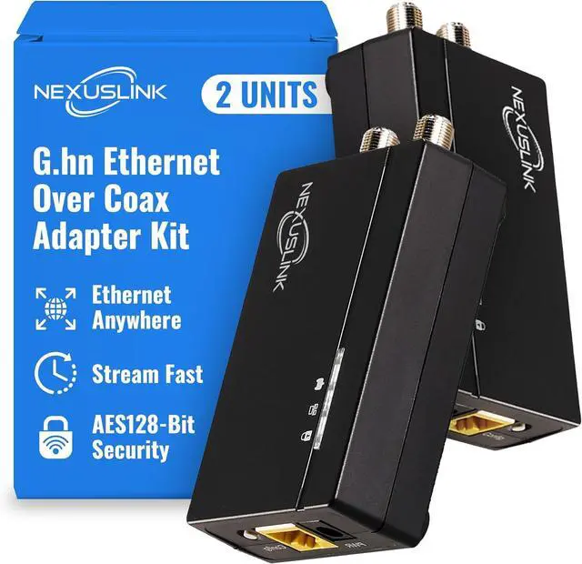 Main image of G.hn Ethernet Over Coax Adapter Kit - 1.2Gbps Network for Unused/Dark Coax - Secure Wired Connection for Gaming & Streaming - Easy Setup - Not for Cable TV/Internet - 2 Units (GCA-1200-KIT)