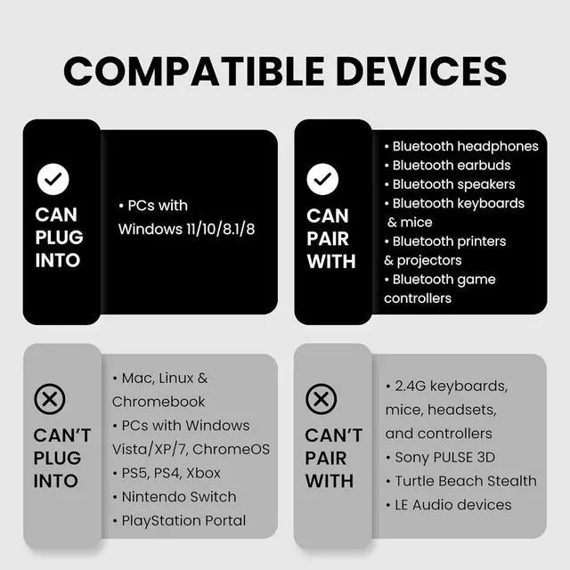 Alt view image 3 of 7 - Avantree DG45 USB Bluetooth Adapter Dongle for PC, Computer, Desktop & Laptop, Compatible with Windows 11/10/8.1/8 Only - Connects Bluetooth Headphones, Speakers, Keyboards, Mice & Printers (Not 2.4G)
