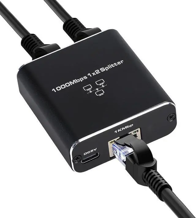 Main image of Ethernet Splitter 1 in 2 Out, Gigabit Internet Splitter with USB Power Cable, High Speed 1000Mbps LAN Splitter 1 to 2 Ways [ 2 Devices Online Simultaneously] for Cat 5/ 5e/ 6/7/ 8 Cable