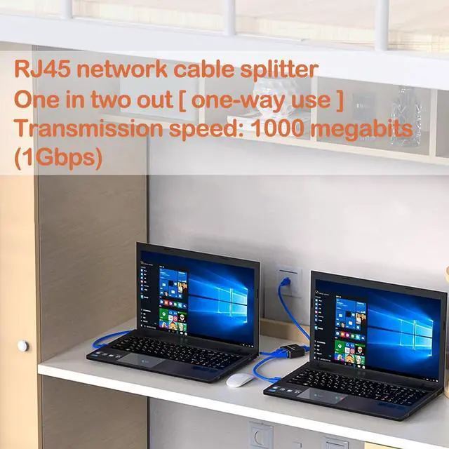 Alt view image 4 of 7 - Ethernet Splitter 1 in 2 Out, Gigabit Internet Splitter with USB Power Cable, High Speed 1000Mbps LAN Splitter 1 to 2 Ways [ 2 Devices Online Simultaneously] for Cat 5/ 5e/ 6/7/ 8 Cable