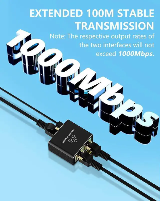 Alt view image 4 of 7 - Ethernet Splitter 1 to 2, Gigabit High Speed Ethernet Splitter,1000Mbps RJ45 Network Internet Adapter [4 Devices Simultaneous Networking], Plug and Play for Cat5 Cat5e Cat6 Cat7 Cat8 RJ45 Cord