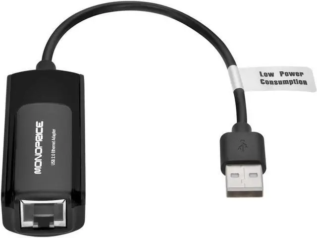 Alt view image 2 of 5 - Monoprice USB 2.0 Ultrabook Ethernet Adapter (Low Power), Supports Windows and MacOS