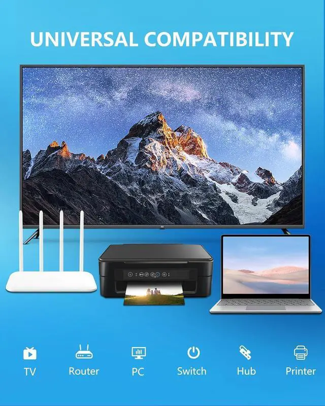 Alt view image 7 of 7 - Ethernet Splitter 1 to 2, Gigabit High Speed Ethernet Splitter,1000Mbps RJ45 Network Internet Adapter [4 Devices Simultaneous Networking], Plug and Play for Cat5 Cat5e Cat6 Cat7 Cat8 RJ45 Cord