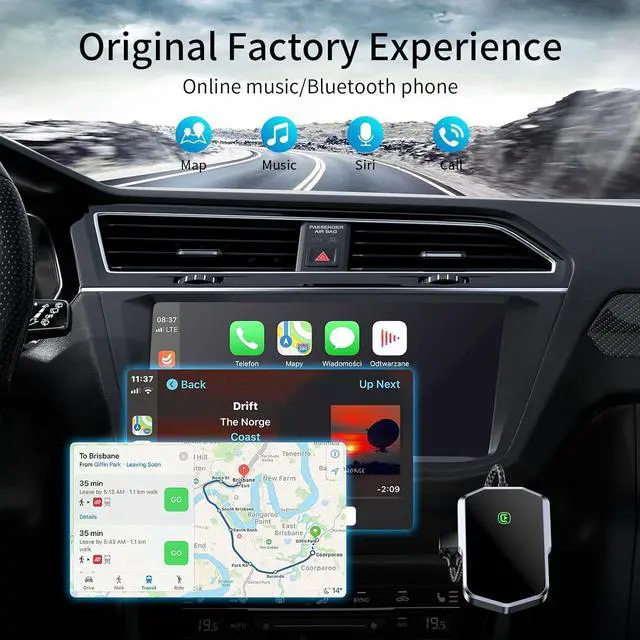 Alt view image 4 of 7 - Carplay Adapter for iPhone, Converts Wired to Wireless Car Play Adapter Plug and Play CarPlay Wireless Control Suitable for Cars from 2017 and Apple iPhone iOS 10+ (A)