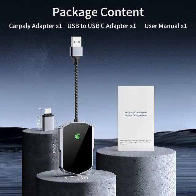 Alt view image 7 of 7 - Carplay Adapter for iPhone, Converts Wired to Wireless Car Play Adapter Plug and Play CarPlay Wireless Control Suitable for Cars from 2017 and Apple iPhone iOS 10+ (A)