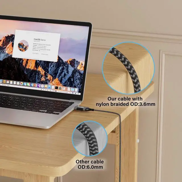 Alt view image 5 of 7 - Slim USB to Ethernet Cable 8 FT, USB 3.0 A to RJ45 Thin Cord, Directly Connected, Aluminum, Braided, OFC, USB to RJ45 Gigabit LAN Network Cable for Laptop, PC, Switch and More, OD: 3.6mm