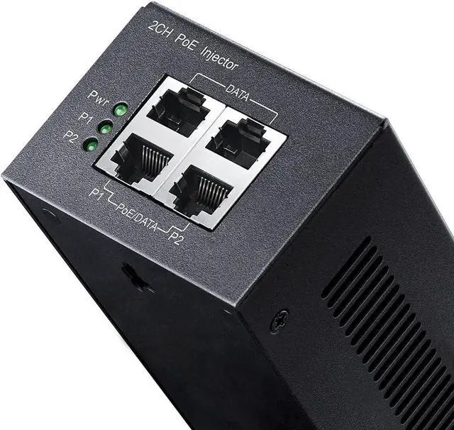 Alt view image 6 of 7 - Cudy 2 Channel Gigabit PoE Injector, 10/100/1000Mbps, 2 Gigabit Input, 2 PoE Output, 2 x 30 watts PoE Adapter, Wall-Mount, Comply with 802.3at / 802.3af, 48V