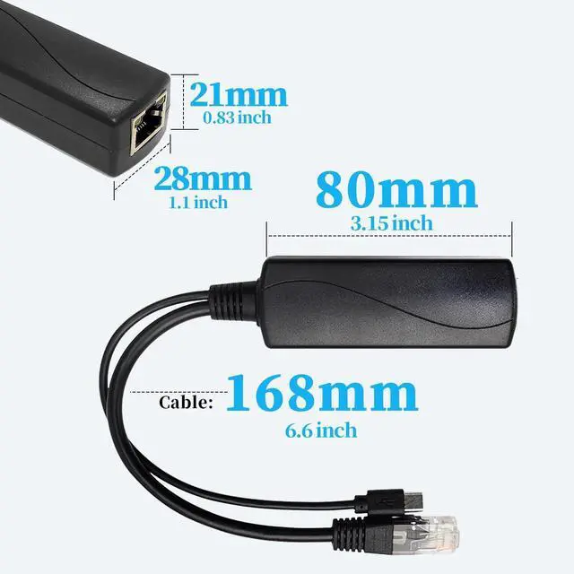 Alt view image 6 of 7 - 2.5G Type C PoE Splitter 5V/3A, 48V PoE to USB-C 5V/3A 15W Output, 2.5Gbps Ethernet Comply IEEE802.3af/at, Plug and Play for Smart Home