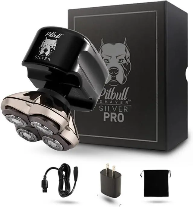 Main image of Skull Shaver Pitbull Silver PRO: Electric Head Shaver for Men, Wet & Dry Bald Head Shaver with Ergonomic Design - Perfect Grooming for Men