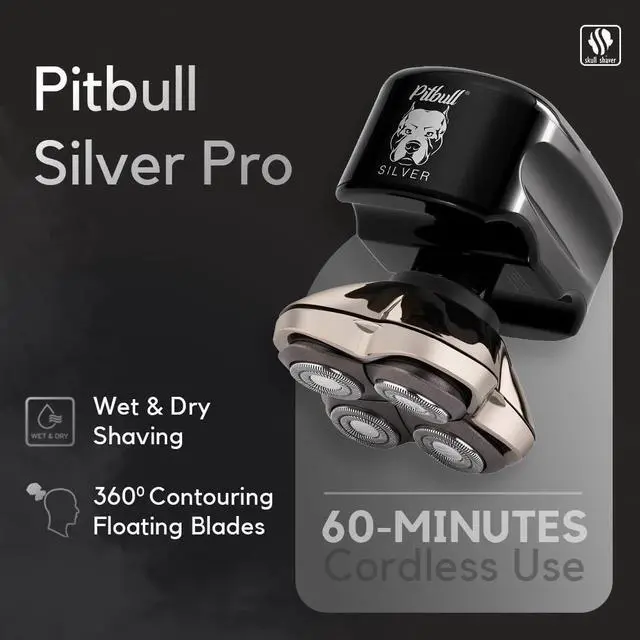 Alt view image 2 of 7 - Skull Shaver Pitbull Silver PRO: Electric Head Shaver for Men, Wet & Dry Bald Head Shaver with Ergonomic Design - Perfect Grooming for Men