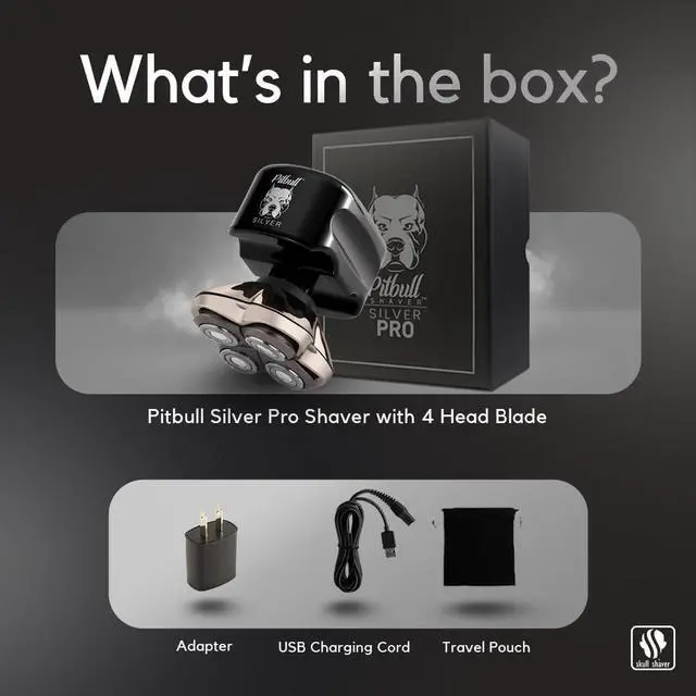 Alt view image 3 of 7 - Skull Shaver Pitbull Silver PRO: Electric Head Shaver for Men, Wet & Dry Bald Head Shaver with Ergonomic Design - Perfect Grooming for Men