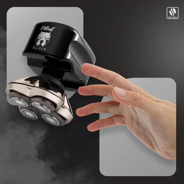 Alt view image 6 of 7 - Skull Shaver Pitbull Silver PRO: Electric Head Shaver for Men, Wet & Dry Bald Head Shaver with Ergonomic Design - Perfect Grooming for Men