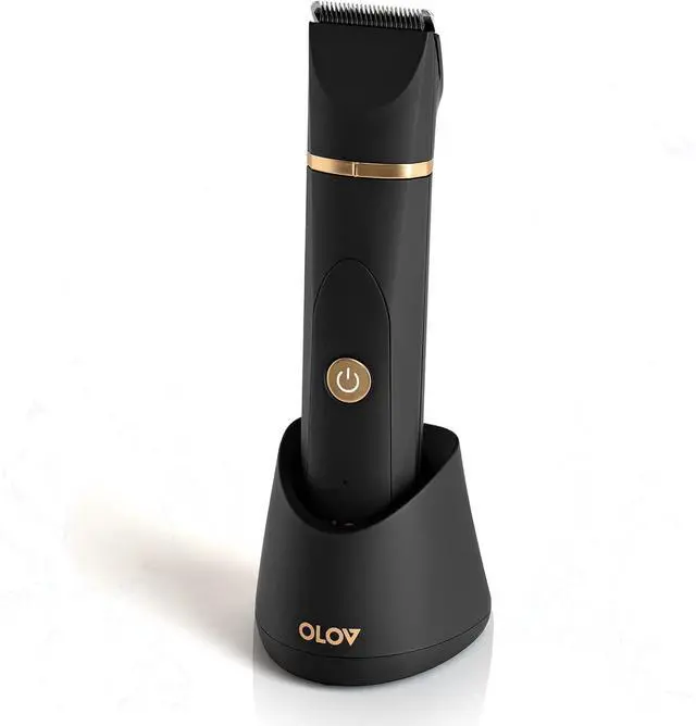 Main image of OLOV Electric Body Hair Trimmer - Groin Trimmer for Men - Bikini Trimmer Women - Wet/Dry Shaver Groomer, Replaceable Ceramic Blade Heads, USB Recharge Dock, Waterproof Hygiene Razor,Black