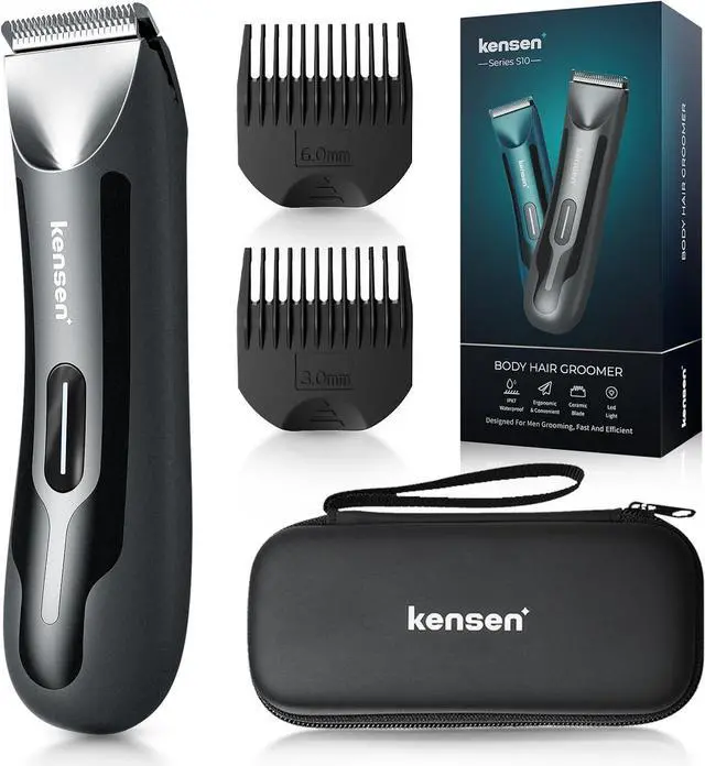 Main image of Body Hair Trimmer for Men, Electric Groin Hair Trimmer, Rechargeable Body Groomer, Replaceable Ceramic Blade Heads, Waterproof Wet/Dry Clippers, Male Pubic Hair Hygiene Razor