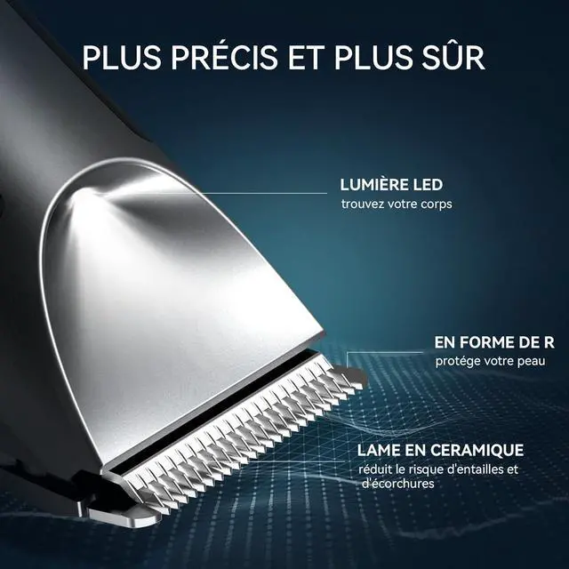 Alt view image 7 of 7 - Body Hair Trimmer for Men, Electric Groin Hair Trimmer, Rechargeable Body Groomer, Replaceable Ceramic Blade Heads, Waterproof Wet/Dry Clippers, Male Pubic Hair Hygiene Razor