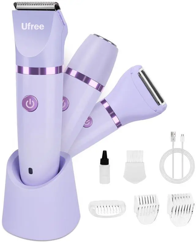 Main image of Ufree Bikini Trimmer Electric Razors for Women, Rechargeable Pubic Body Hair Trimmer Electric Shaver for Legs Body Hair, Bikini Shaver IPX7 Waterproof, Gifts for Women, Purple