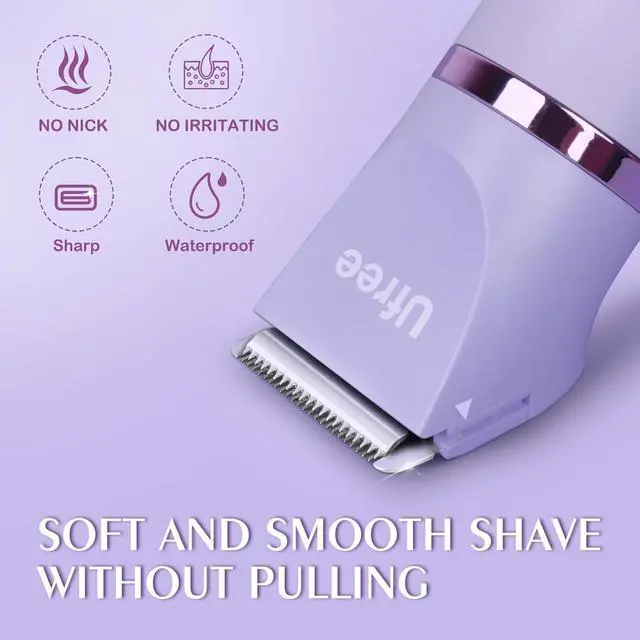 Alt view image 4 of 7 - Ufree Bikini Trimmer Electric Razors for Women, Rechargeable Pubic Body Hair Trimmer Electric Shaver for Legs Body Hair, Bikini Shaver IPX7 Waterproof, Gifts for Women, Purple