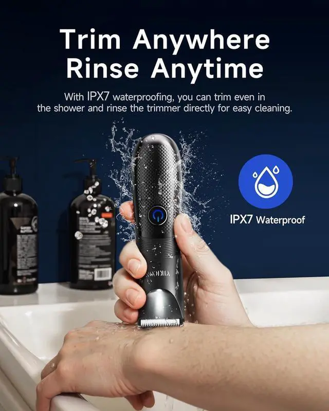 Alt view image 5 of 7 - VIKICON Manscape Trimmer for Men - No Nicks Electric Razor-Shaver for Balls/Pubic/Groin/Legs/Chest Hair Removal w/Light & Ceramic Blade, IPX7 Waterproof Body Groomer USB-C Charging, Gifts for Him Dad