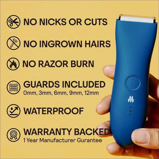 Alt view image 2 of 6 - MERIDIAN The Trimmer Original - Body Hair Trimmer for Men, Electric Shaver for Pubic Hair, Chest, Legs & Bikini, Waterproof & Rechargeable, Ocean
