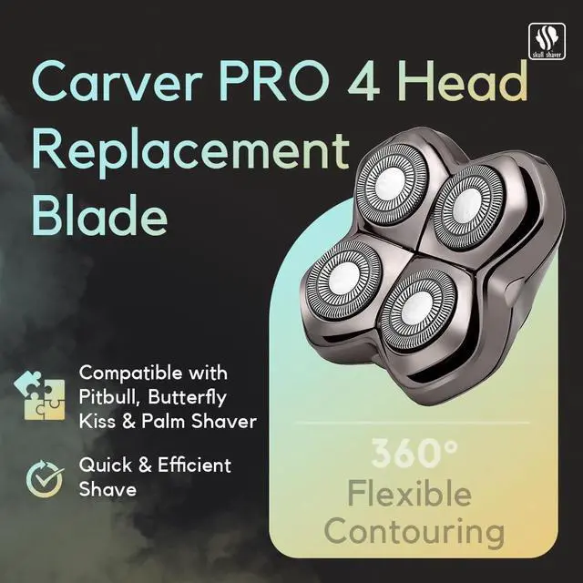 Alt view image 5 of 7 - Skull Shaver Carver PRO 4 Head Replacement Blade - Shaver Blade for Wet & Dry Shaving - Rotary Heads Design - Japanese Stainless Steel - Compatible with Pitbull, Palm & Butterfly Kiss Shavers