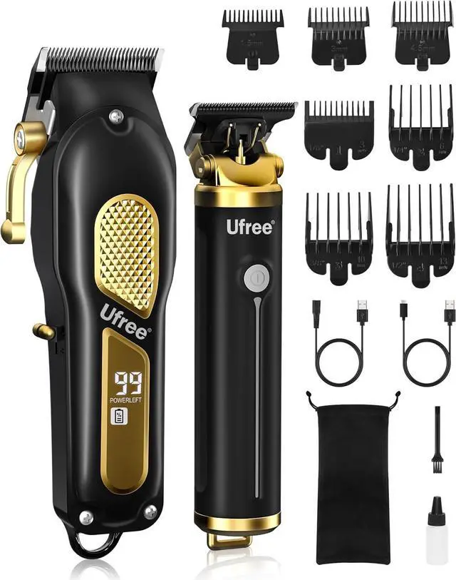 Main image of Ufree Hair Clippers for Men, Professional Clippers and Trimmers Set, Cordless Clippers for Hair Cutting, Beard Trimmer, Barber Clippers, Rechargeable Electric Shaver, Gifts for Men, Black Gold