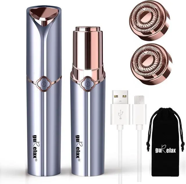 Main image of Facial Hair Remover for Women's Face Chin Lip Mustache Neck Armpit Peach Fuzz, Gurelax Electric Painless Hair Removal Device with 2 Replacement Heads