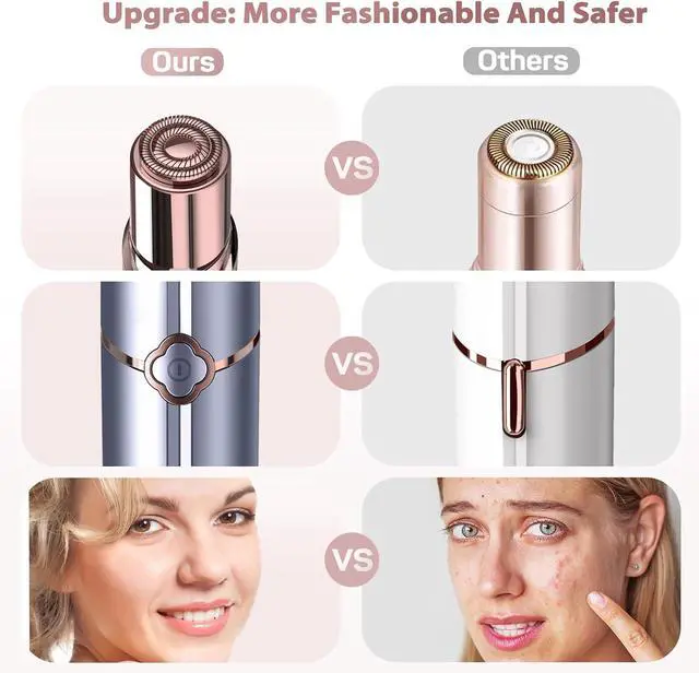 Alt view image 6 of 7 - Facial Hair Remover for Women's Face Chin Lip Mustache Neck Armpit Peach Fuzz, Gurelax Electric Painless Hair Removal Device with 2 Replacement Heads