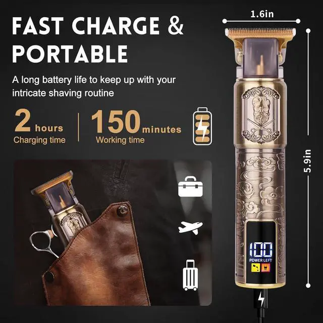 Alt view image 6 of 7 - Ufree Professional Beard Trimmer for Men, Zero Gapped T-Blade Hair Clipper & Mustache Trimmer Kit with LCD Display, Precision Edgers for Haircut & Grooming, Barber-Grade Electric Shaver, Gifts for Men