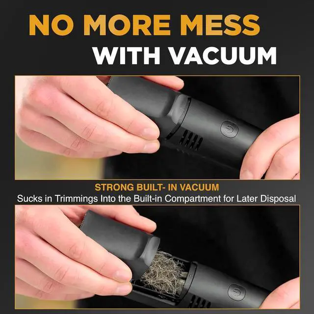 Alt view image 3 of 7 - Bell+Howell Vacutrim Professional Beard Trimmer for Men with Vacuum - Electric Cordless Rechargeable Beard Shaver Mens Trimmer, 20 Settings, As Seen on TV