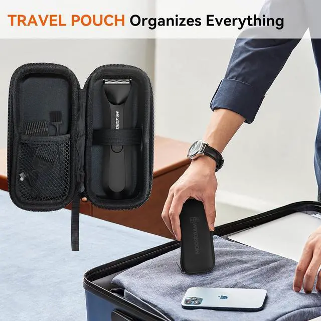 Alt view image 7 of 7 - Manscape Body Hair Trimmer for Men, IPX7 Waterproof Pubic & Groin Hair Trimmer- Electric Ball Shaver with LED Light, Ceramic Blade, USB Rechargeable & Travel Pouch