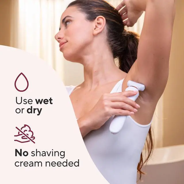 Alt view image 4 of 7 - Finishing Touch Flawless Underarm Hair Removal Electric Razor Device, Designed to Shave and Contour Womens Sensitive Underarm Area, Cordless Groomer, Painless for All Skin Types