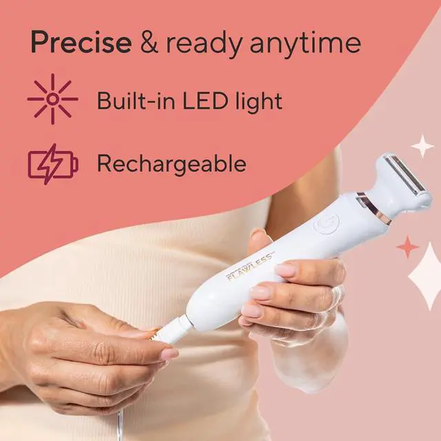 Alt view image 5 of 7 - Finishing Touch Flawless Underarm Hair Removal Electric Razor Device, Designed to Shave and Contour Womens Sensitive Underarm Area, Cordless Groomer, Painless for All Skin Types